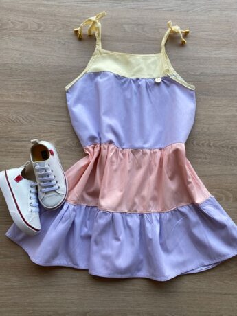 fernandaramoskids_com_br- Vestido Infantil Feminino Alças com Amarração Lilás e Rosa Fernanda Ramos Kids
