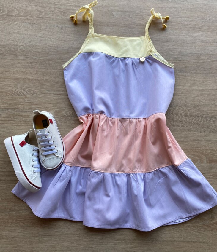 fernandaramoskids_com_br- Vestido Infantil Feminino Alças com Amarração Lilás e Rosa Fernanda Ramos Kids