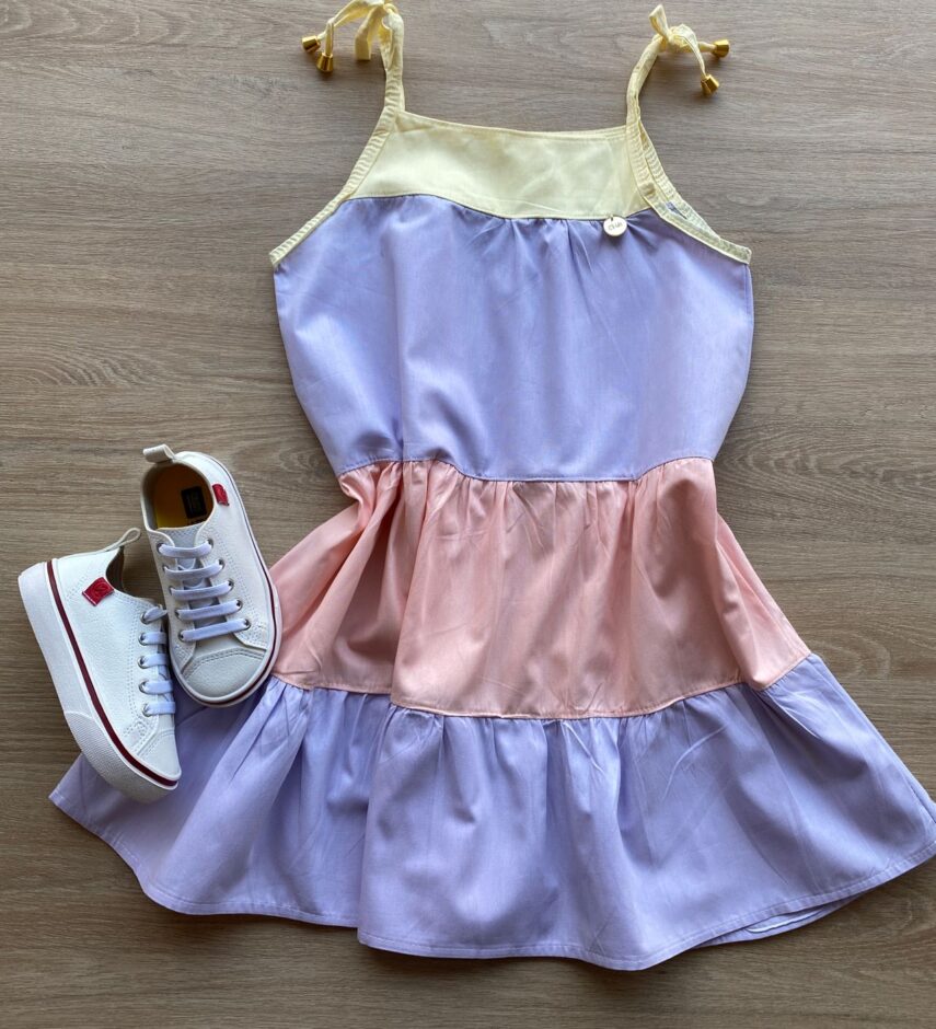 fernandaramoskids_com_br- Vestido Infantil Feminino Alças com Amarração Lilás e Rosa Fernanda Ramos Kids