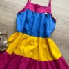 fernandaramoskids com br Vestido Infantil Feminino Alças com Amarração Azul, Amarelo e Pink 1