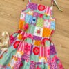 fernandaramoskids com br Vestido Infantil Feminino Alças com Amarração Estampado Colorido 1
