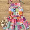 fernandaramoskids_com_br-Vestido Infantil Feminino Alças com Amarração Estampado Colorido Fernanda Ramos Kids