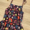 fernandaramoskids com br Vestido Infantil Feminino Alças com Amarração Estampado Preto 1