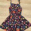 fernandaramoskids com br Vestido Infantil Feminino Alças com Amarração Estampado Preto 2