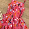 fernandaramoskids com br Vestido Infantil Feminino Alças com Amarração Estampado Rosa 1