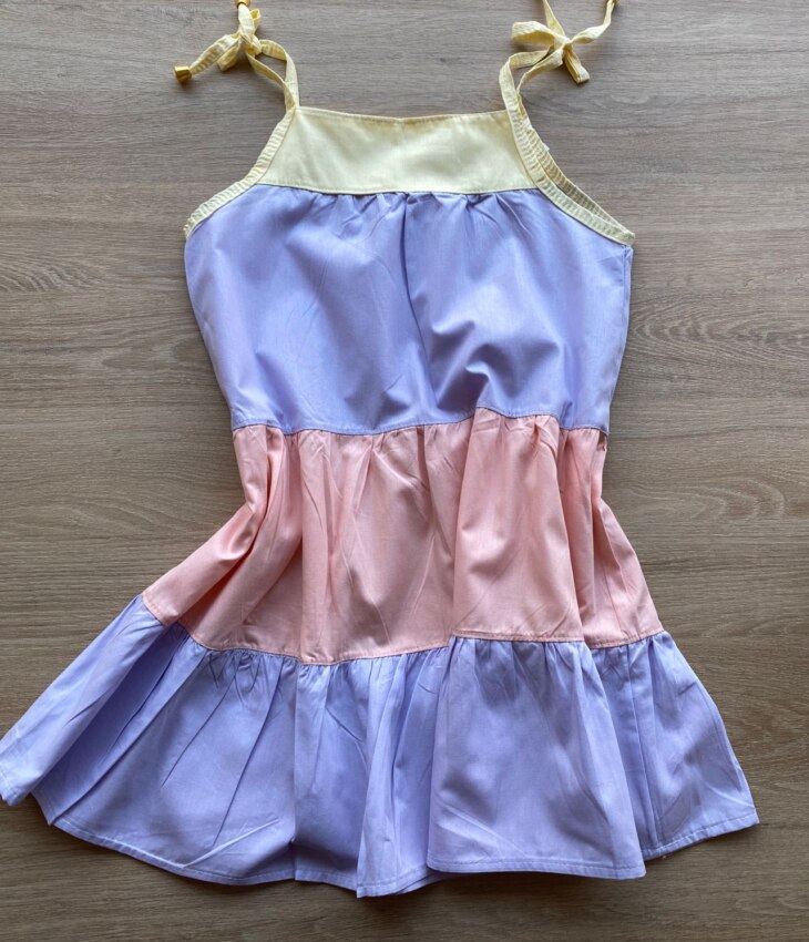 fernandaramoskids com br Vestido Infantil Feminino Alças com Amarração Lilás e Rosa 2