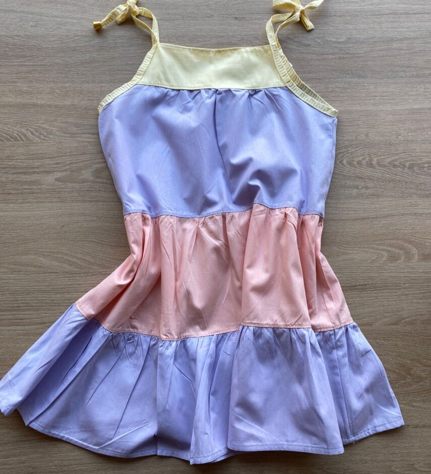 fernandaramoskids com br Vestido Infantil Feminino Alças com Amarração Lilás e Rosa 2