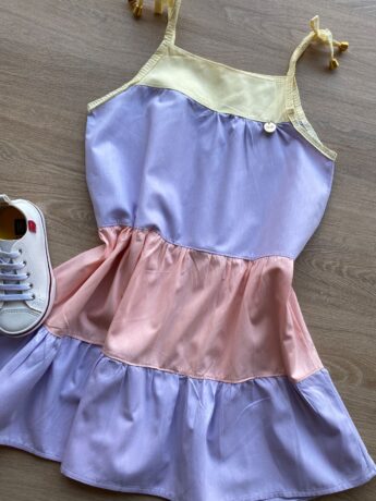 fernandaramoskids com br Vestido Infantil Feminino Alças com Amarração Lilás e Rosa 1