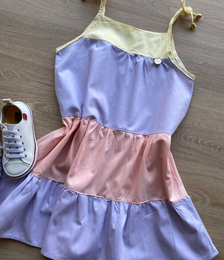 fernandaramoskids com br Vestido Infantil Feminino Alças com Amarração Lilás e Rosa 1