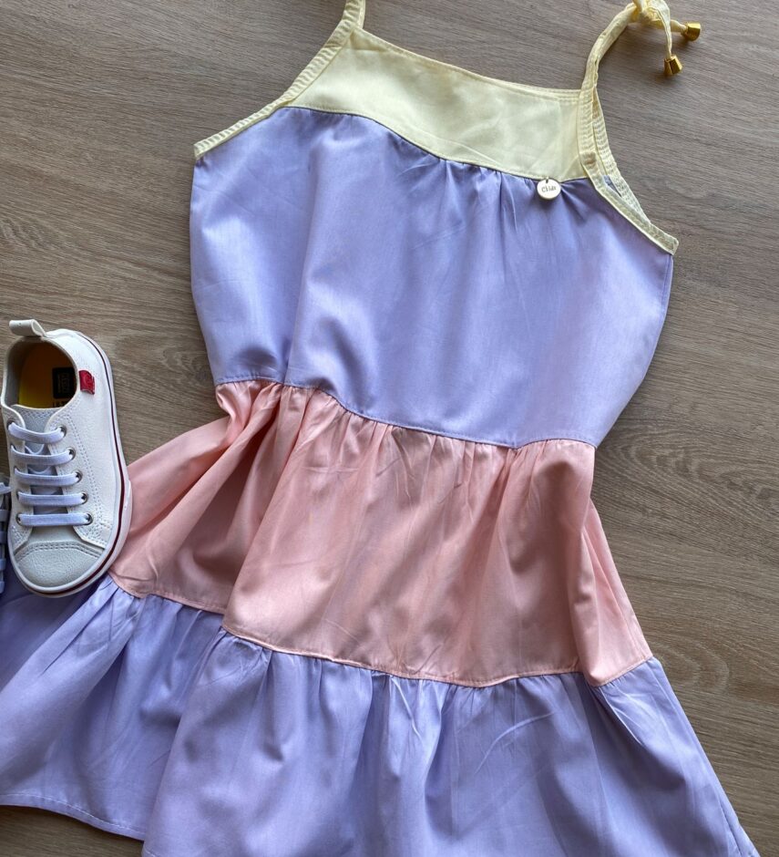 fernandaramoskids com br Vestido Infantil Feminino Alças com Amarração Lilás e Rosa 1