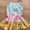 fernandaramoskids com br Vestido Infantil Feminino Alças com Amarração Verde, Rosa e Bege 2