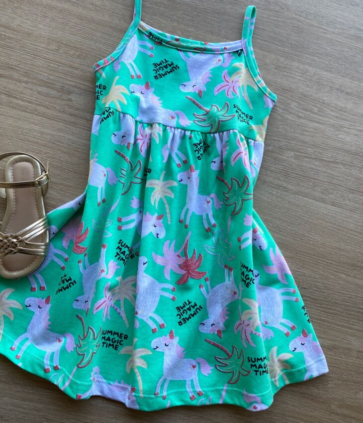 fernandaramoskids com br Vestido Infantil Feminino Alcinha Estampado Verde 1