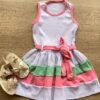 Vestido Infantil Feminino Canelado com Amarração Branco Fernanda Ramos Kids