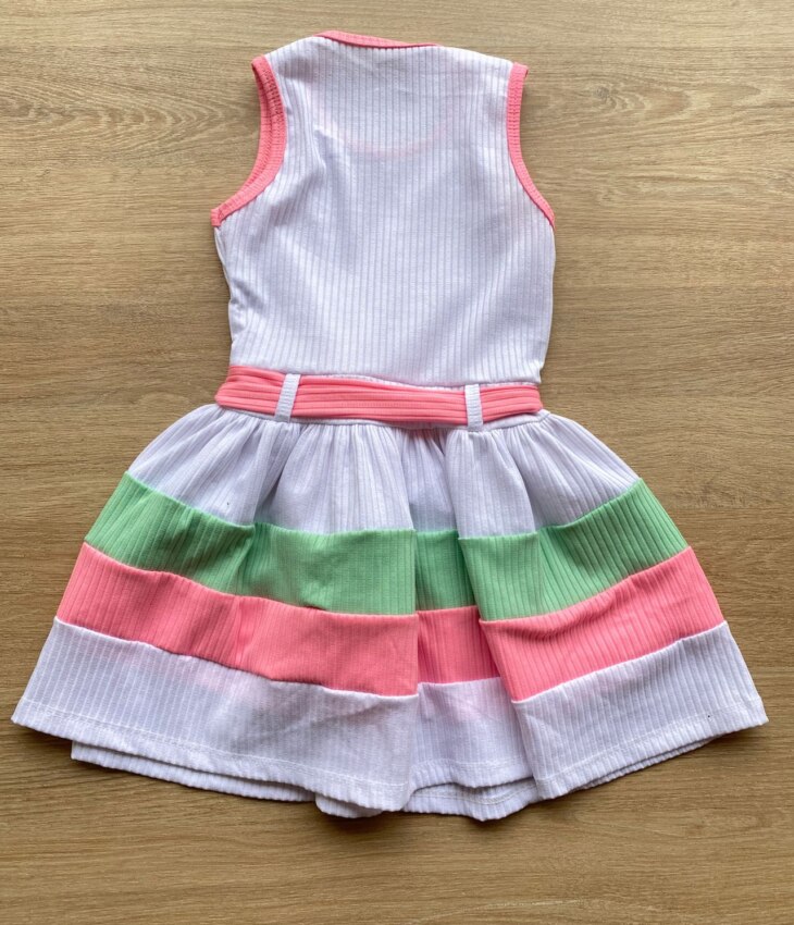 fernandaramoskids com br Vestido Infantil Feminino Canelado com Amarração Branco 2