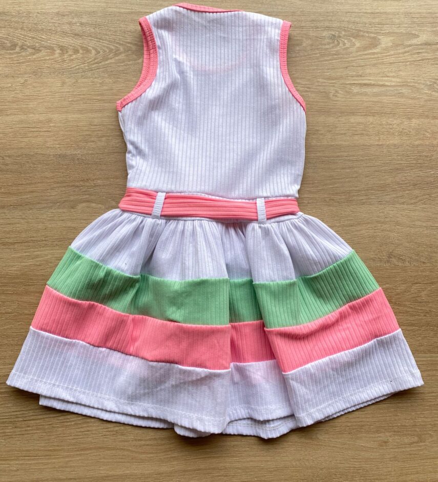fernandaramoskids com br Vestido Infantil Feminino Canelado com Amarração Branco 2