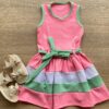 Vestido Infantil Feminino Canelado com Amarração Rosa Fernanda Ramos Kids