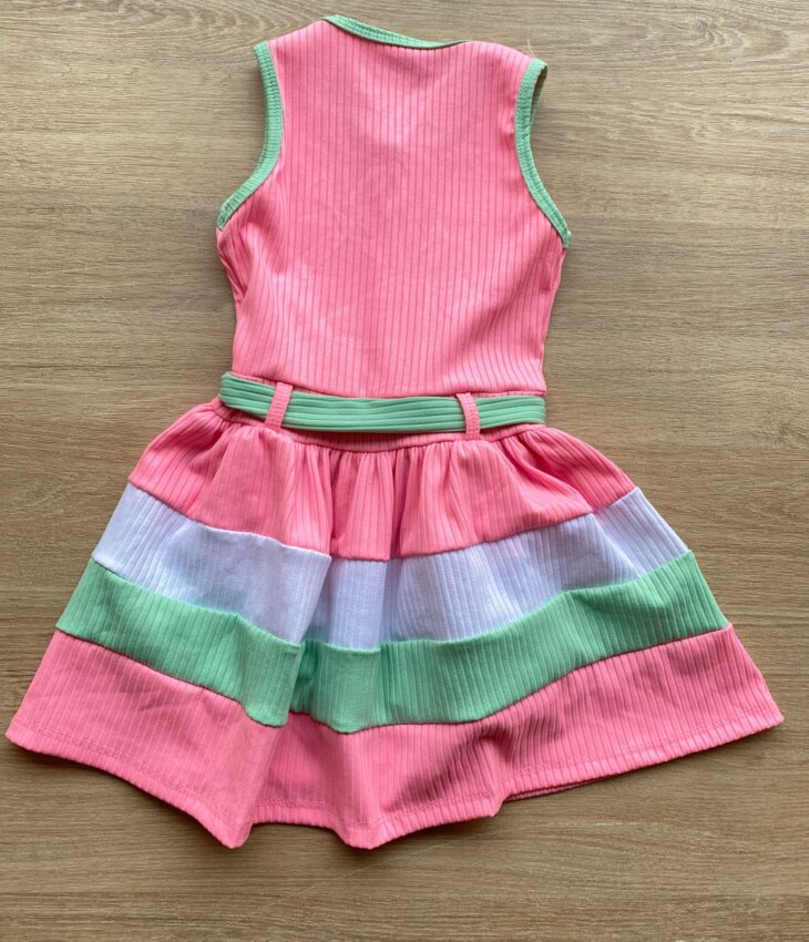 fernandaramoskids com br Vestido Infantil Feminino Canelado com Amarração Rosa 2