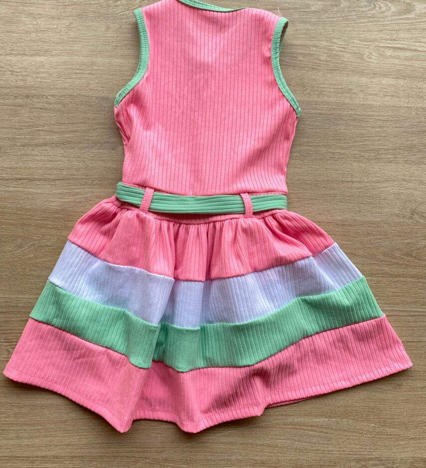fernandaramoskids com br Vestido Infantil Feminino Canelado com Amarração Rosa 2