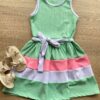 Vestido Infantil Feminino Canelado com Amarração Verde Fernanda Ramos Kids
