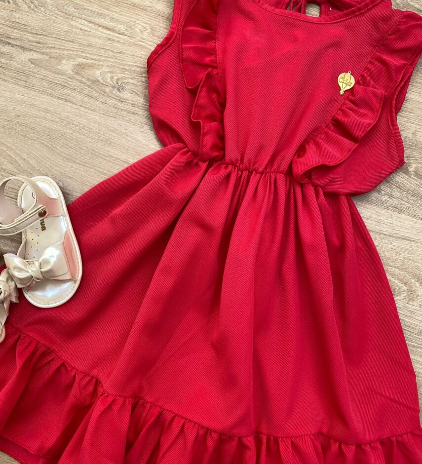fernandaramoskids com br Vestido Infantil Feminino com Babado e Amarração Pink 1