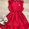 Vestido Infantil Feminino com Babado e Amarração Pink Fernanda Ramos Kids
