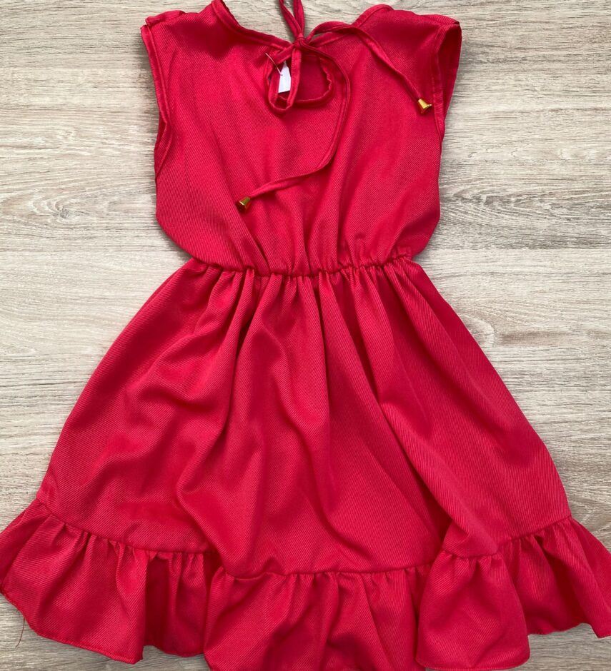 fernandaramoskids com br Vestido Infantil Feminino com Babado e Amarração Pink 2