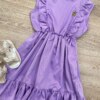 fernandaramoskids com br Vestido Infantil Feminino com Babado e Amarração Lilás 1