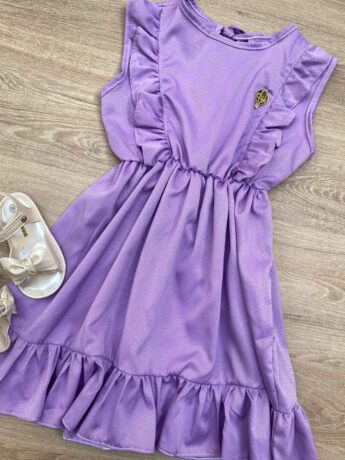 fernandaramoskids com br Vestido Infantil Feminino com Babado e Amarração Lilás 1