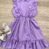 Vestido Infantil Feminino com Babado e Amarração Lilás Fernanda Ramos Kids