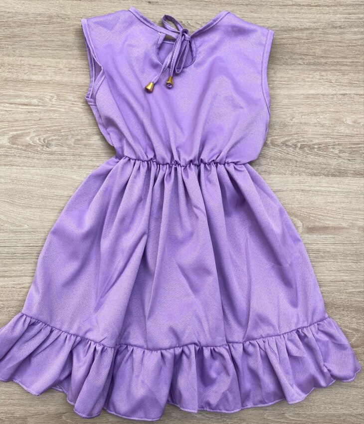 fernandaramoskids com br Vestido Infantil Feminino com Babado e Amarração Lilás 2