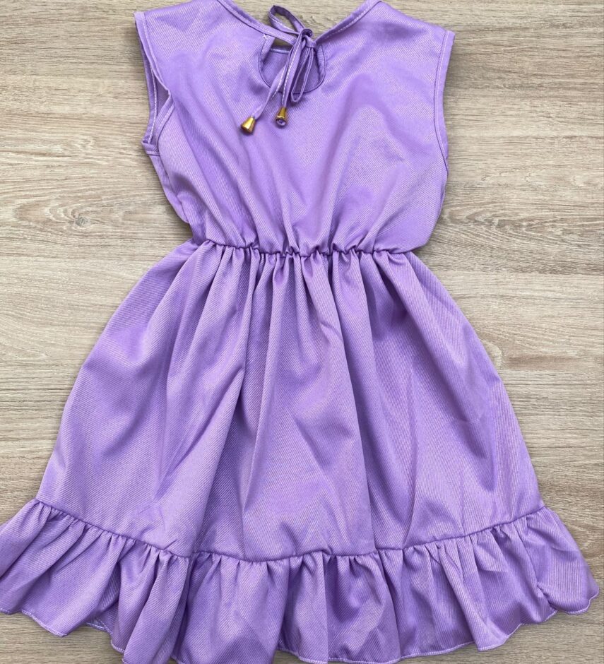fernandaramoskids com br Vestido Infantil Feminino com Babado e Amarração Lilás 2