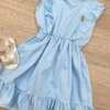 fernandaramoskids com br Vestido Infantil Feminino com Babado e Amarração Azul 1