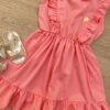 fernandaramoskids com br Vestido Infantil Feminino com Babado e Amarração Rose 1