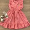 Vestido Infantil Feminino com Babado e Amarração Rose Fernanda Ramos Kids