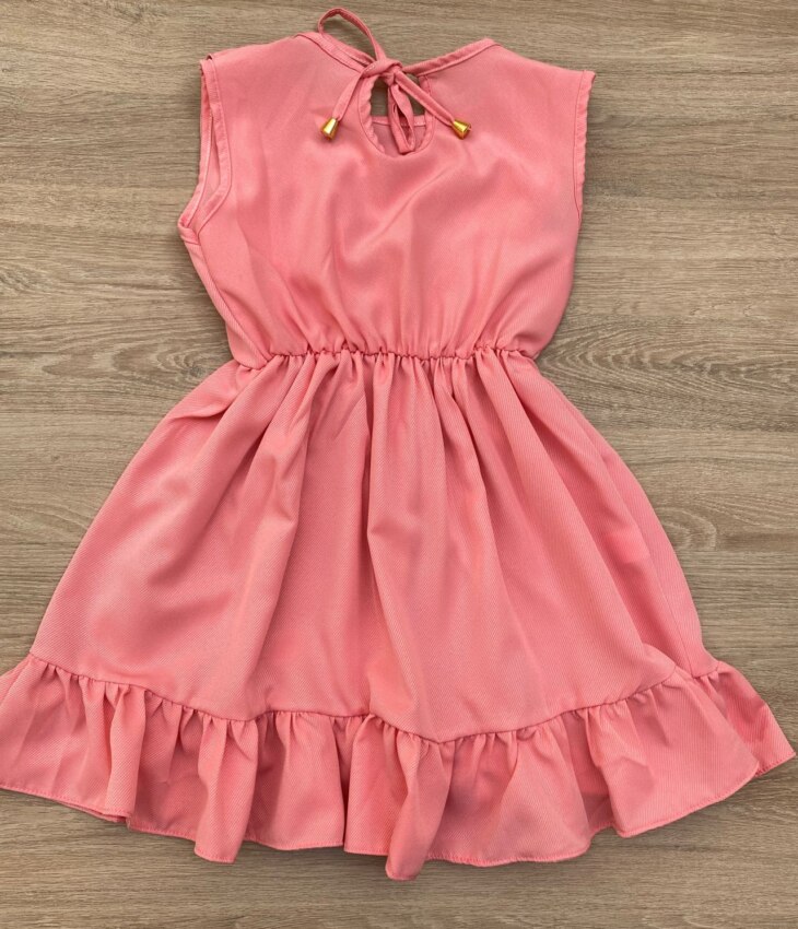 fernandaramoskids com br Vestido Infantil Feminino com Babado e Amarração Rose 2