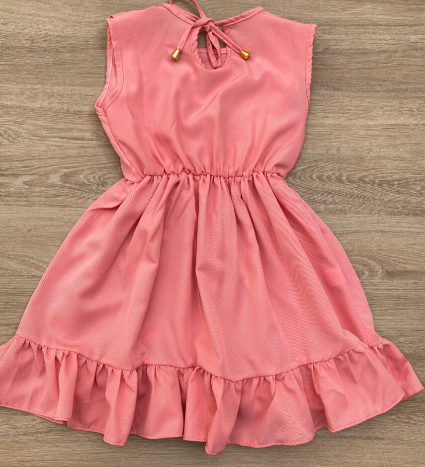 fernandaramoskids com br Vestido Infantil Feminino com Babado e Amarração Rose 2
