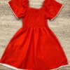 fernandaramoskids com br Vestido Infantil Feminino com Lastex Laranja Vibrante 2