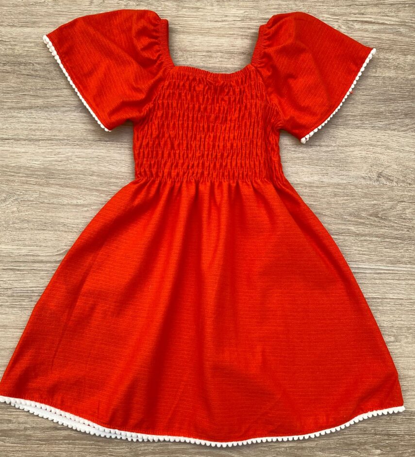 fernandaramoskids com br Vestido Infantil Feminino com Lastex Laranja Vibrante 2