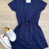 Vestido Infantil Feminino Cotton com Amarração Azul Marinho Fernanda Ramos Store