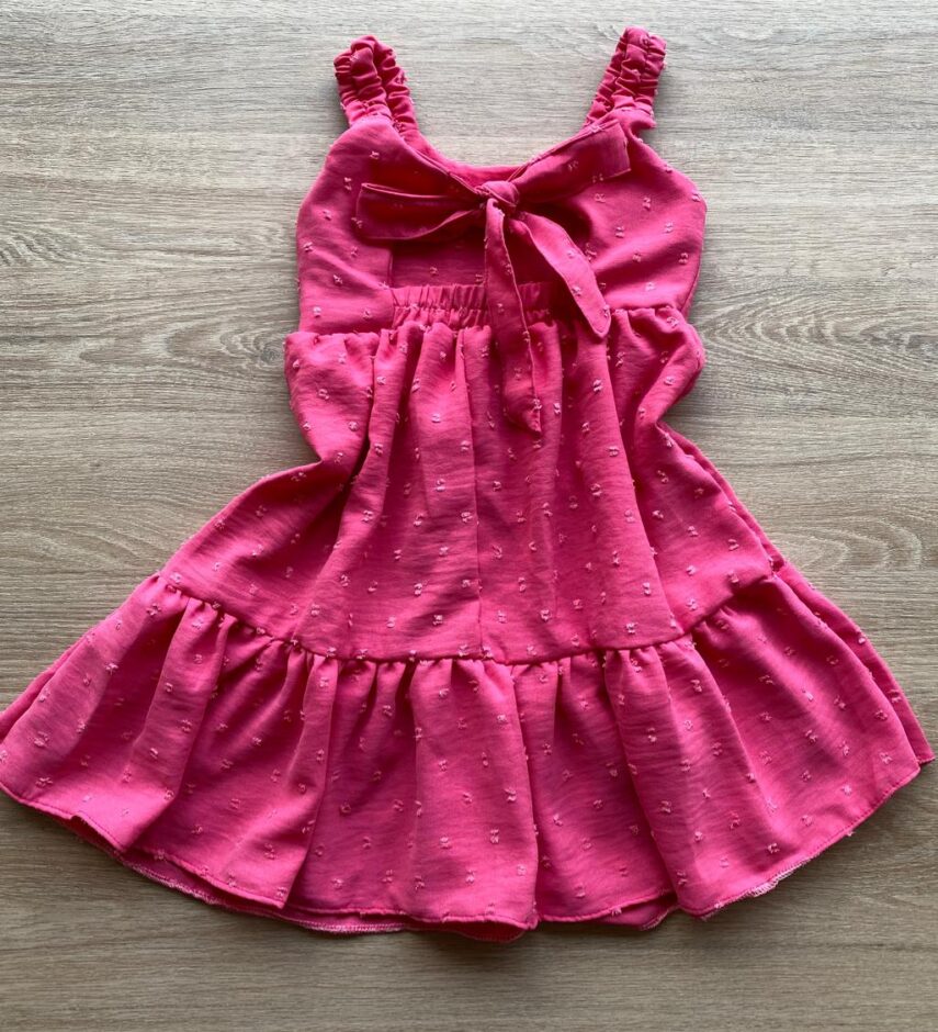 fernandaramoskids com br Vestido Infantil Feminino Curto Amarração Atrás Pipoquinha Rosa 2