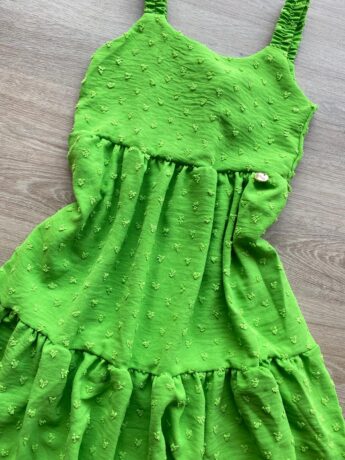 fernandaramoskids com br Vestido Infantil Feminino Curto Amarração Atrás Pipoquinha Verde 1
