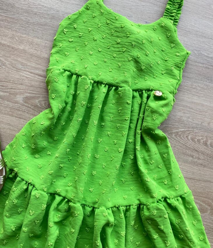 fernandaramoskids com br Vestido Infantil Feminino Curto Amarração Atrás Pipoquinha Verde 1