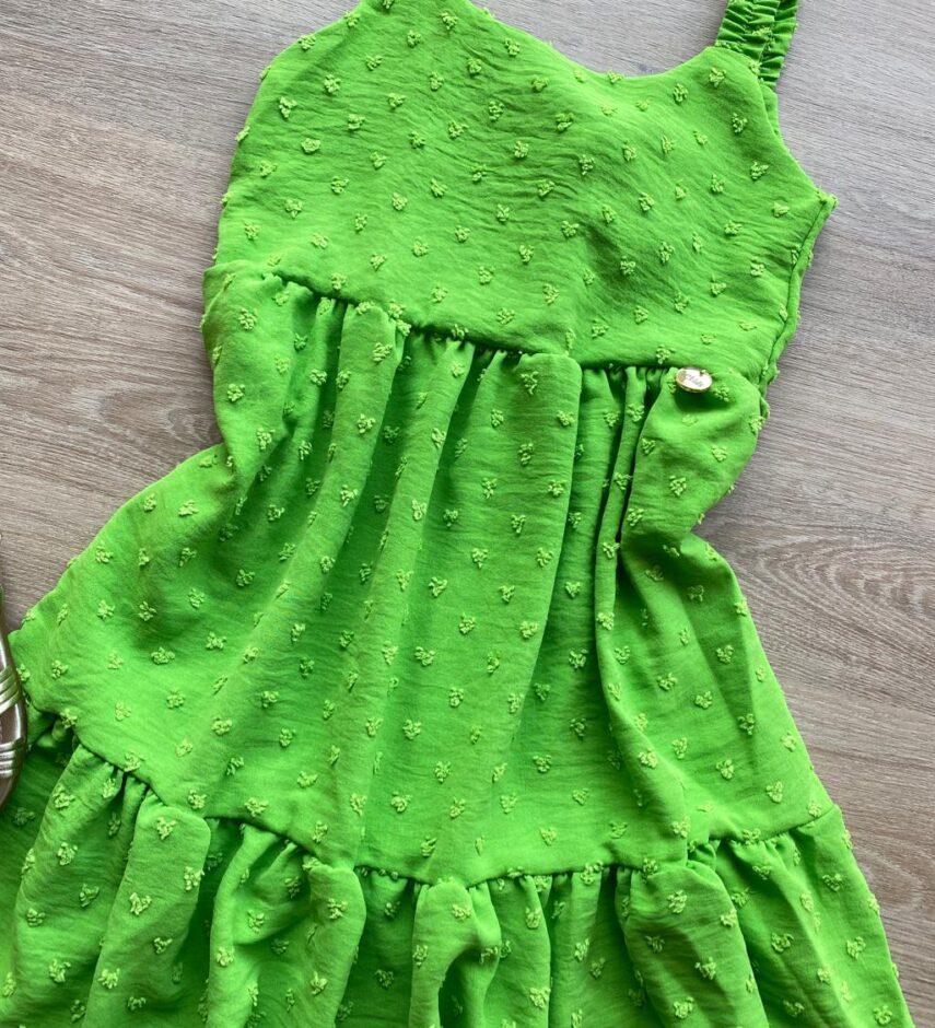fernandaramoskids com br Vestido Infantil Feminino Curto Amarração Atrás Pipoquinha Verde 1