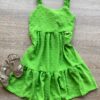 Vestido Infantil Feminino Curto Amarração Atrás Pipoquinha Verde Fernanda Ramos Kids