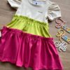 fernandaramoskids com br Vestido Infantil Feminino Curto Bege, Verde e Pink 1
