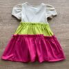 fernandaramoskids com br Vestido Infantil Feminino Curto Bege, Verde e Pink 2