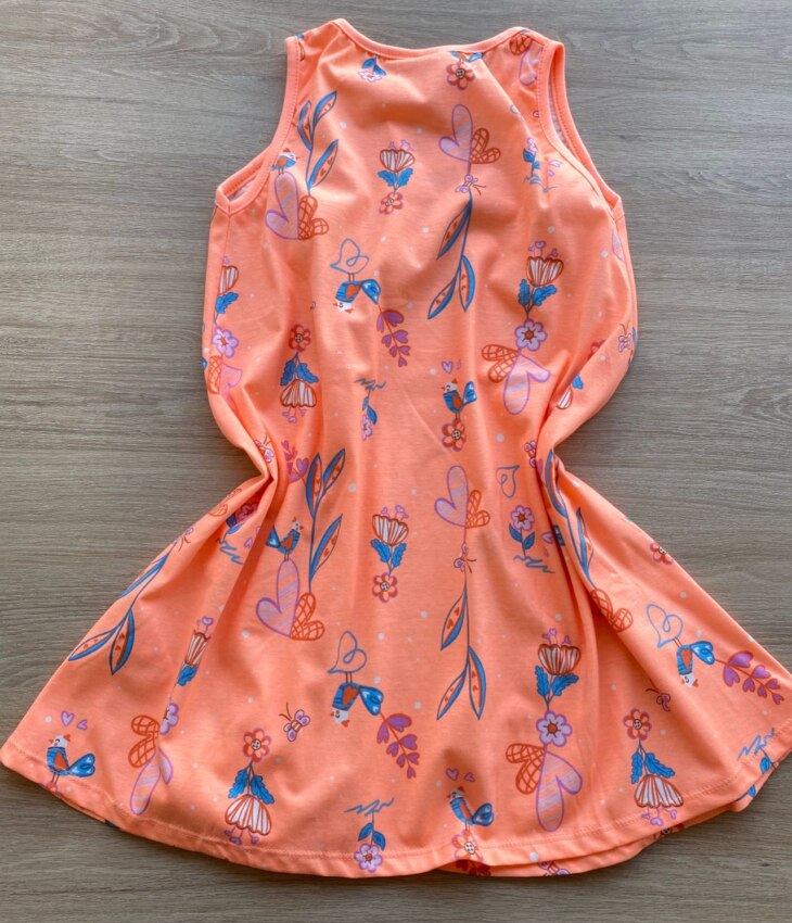 fernandaramoskids com br Vestido Infantil Feminino Curto de Malha Estampado Laranja 2