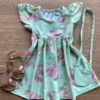 Vestido Infantil Feminino Curto Estampa Borboletas Fundo Verde Fernanda Ramos Kids