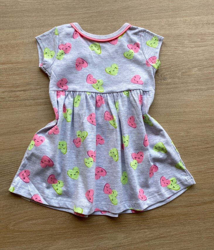 fernandaramoskids com br Vestido Infantil Feminino Curto Estampa de Corações Cinza 2