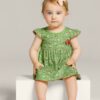Vestido Infantil Feminino Curto Estampa Floral Fundo Verde Fernanda Ramos Kids